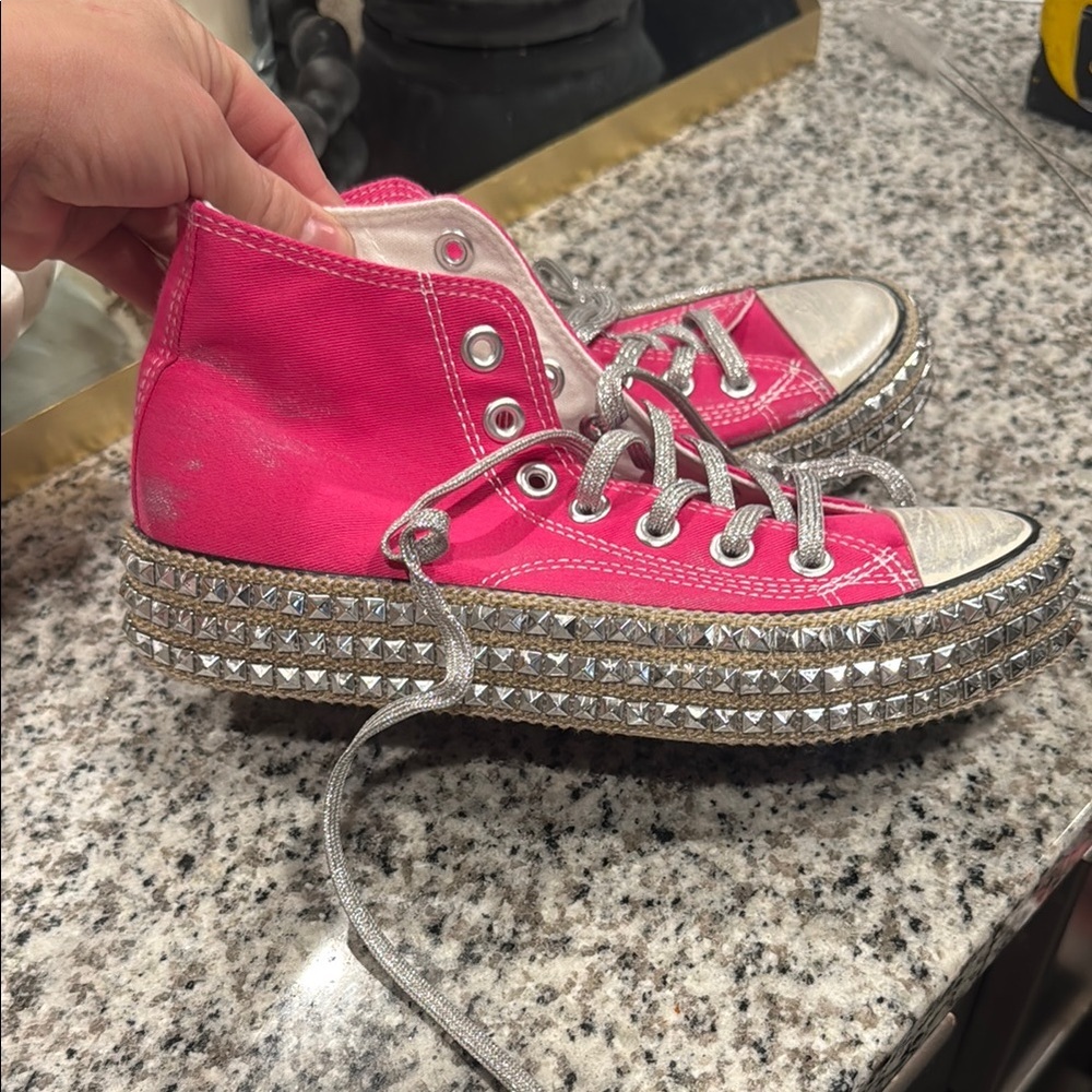 Studded Pink High-Top Sneakers new